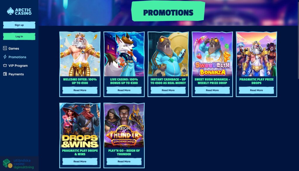Bonusar & kampanjer hos Arctic Casino