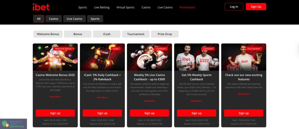 Bonusar och erbjudanden på IBet casino
