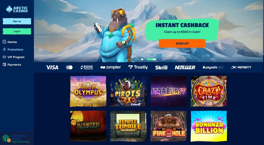Spelutbud & leverantörer på Arctic Casino